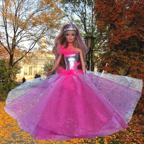 Šatičky růžovo-stříbrné pro Barbie