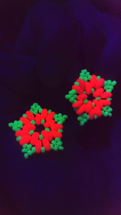 Náušnice UV Star Green-Pink