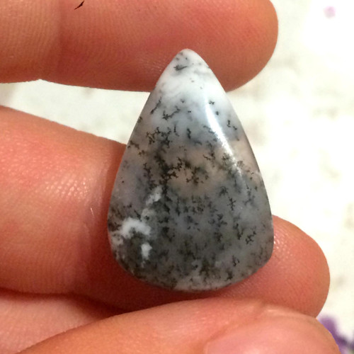 Dendritický opál kabošon slza (DO023, 21x13x2mm)