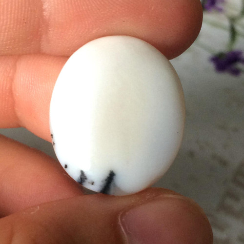 Dendritický opál kabošon ovál (DO027, 20x18x2mm)