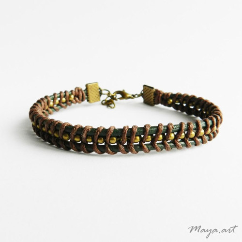 Hnědo-zelený náramek WRAP BRACELET