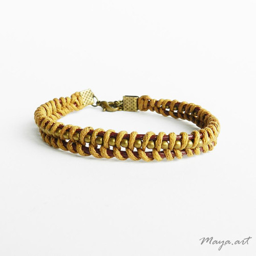 Hnědo-červený náramek WRAP BRACELET