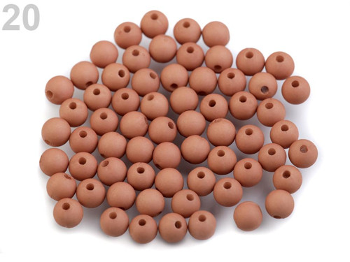 Plastové korálky matné Ø6mm (100ks) - hnědá sv.