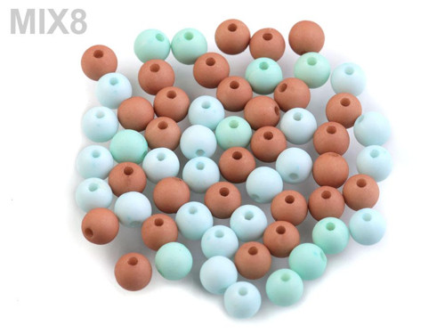 Plastové korálky matné Ø6mm (100ks) - mix 8