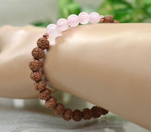 Yoga náramek - RUDRAKSHA / RŮŽENÍN / HEMATIT