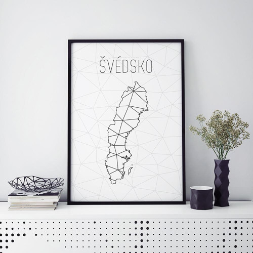 ŠVÉDSKO, minimalistická mapa (A4)