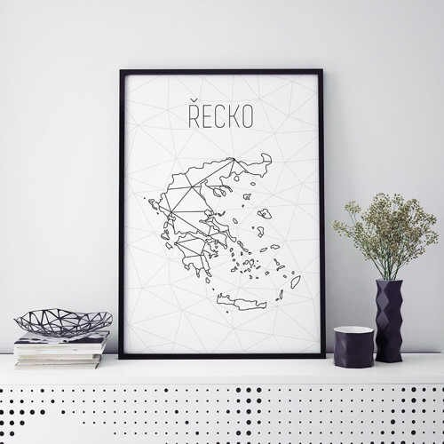 ŘECKO, minimalistická mapa (A4) — foto 1