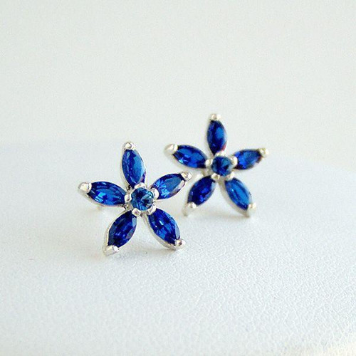 Flowerky modré - stříbro 925 — foto 1