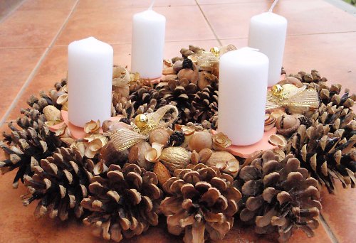 Adventní věnec - bílá přírodní — foto 1