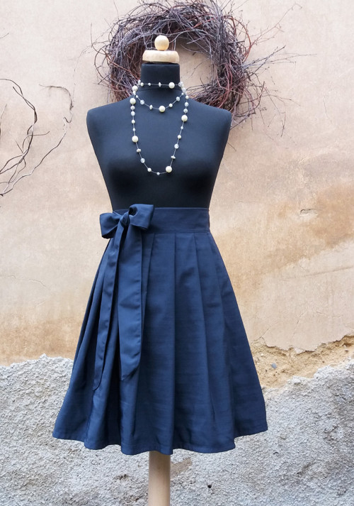 Elegantní Zavinovací Sukně Tmavě Modrá