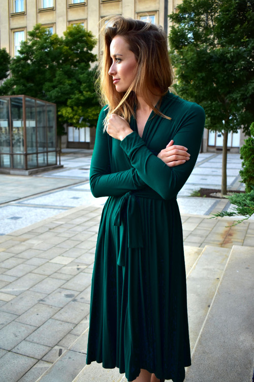 APRIL zelené, l/xl, zavinovací šaty/cardigan