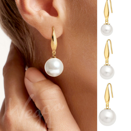 Pearl Drop / Ocel 316 gold / 1 pár / Průměr 10mm