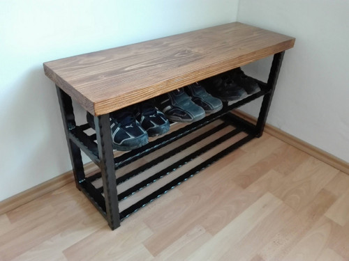 Rustikální botník s lavicí, masivní smrk, na míru