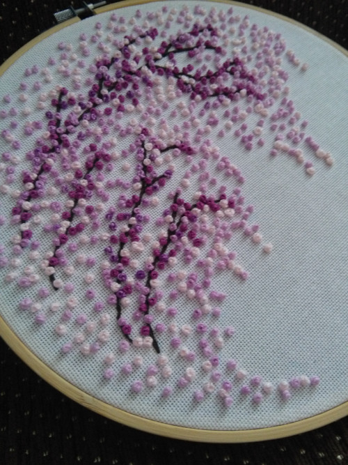 Sakura (ručně vyšívaný obrázek)