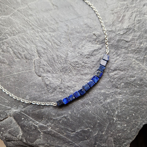 Lapis lazuli*kostičky*náhrdelník*ocel