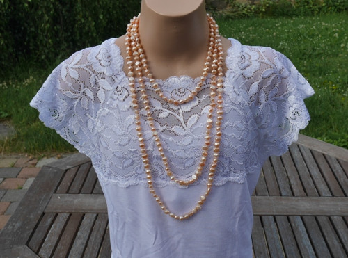 Extra dlouhý náhrdelník z říčních perel, 180 cm