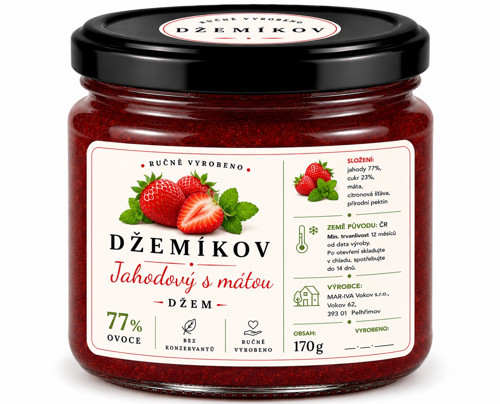 Jahodový džem s mátou, 170g