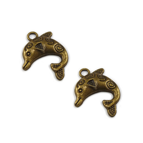 Přívěšek delfínek bronz 30mm, 1ks
