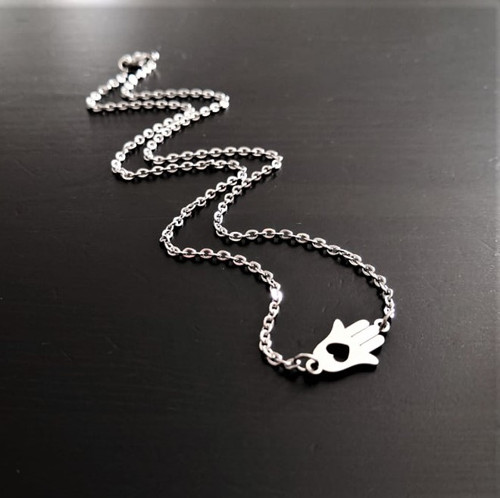 Ocelový náhrdelník*ruka Fatimy*Hamsa*naležato