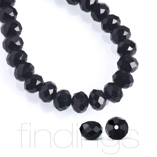 Broušené rondelky černé sklo 8x6mm / 20ks