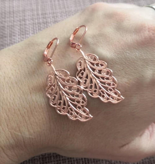 Ocelové náušnice*peříčka*rosegold