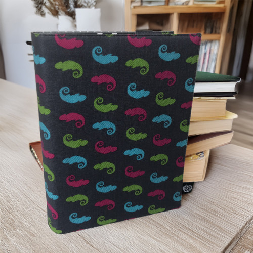 Nastavitelný obal na knihu - chameleonci na šedé