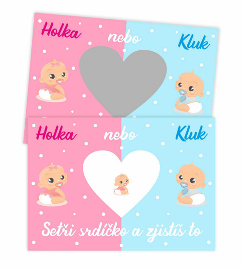 Stírací los oznámení pohlaví miminka