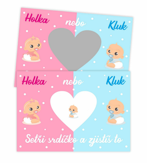 Stírací los oznámení pohlaví miminka