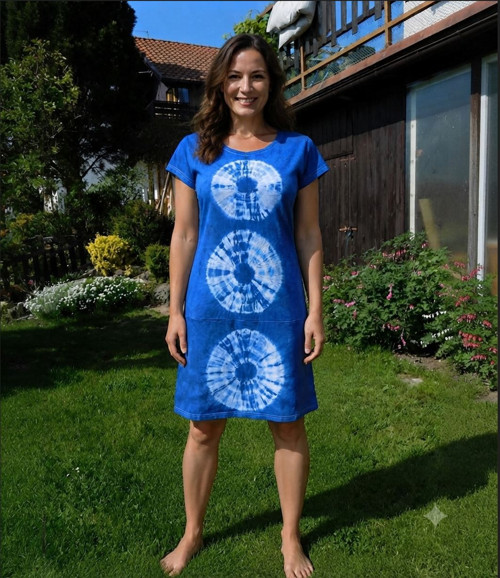 Letní bavlněné krátké dámské šaty- modré vel.do2XL