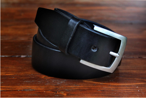 Pánský kožený opasek 4 cm, nerez přezka