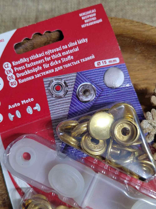 Kovové druky Ø15 mm zlaté