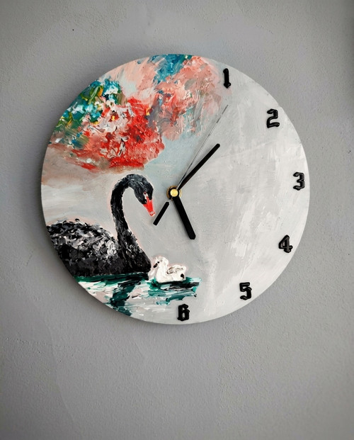 Hodiny Swan - ručně malovaný originál