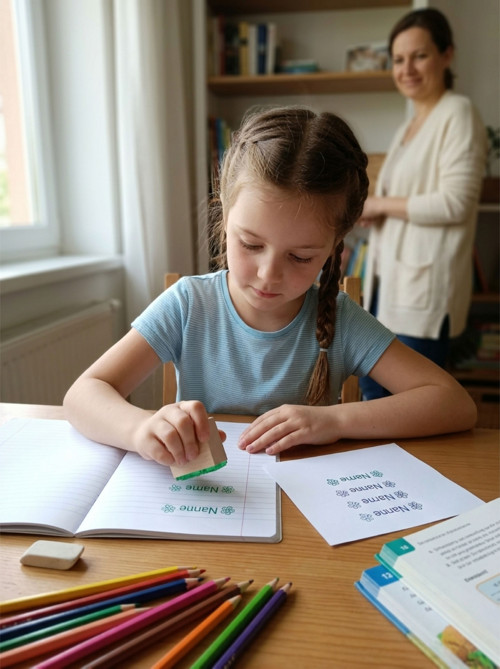 Školní jmenné razítko na dřevěné liště