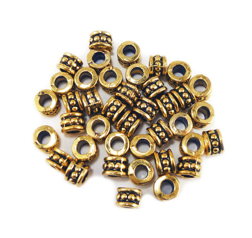 Trubička tečkovaná starozlatá 8mm, 2/10ks