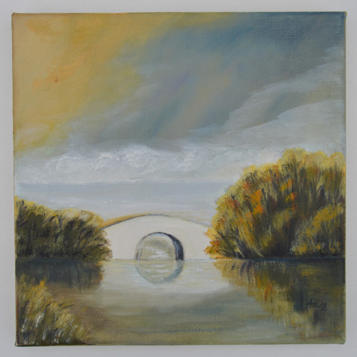 Olej na plátně- můstek, 20 x 20cm