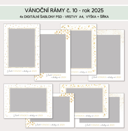 Vánoční rámy č. 10 - digitální šablona PSD 2026