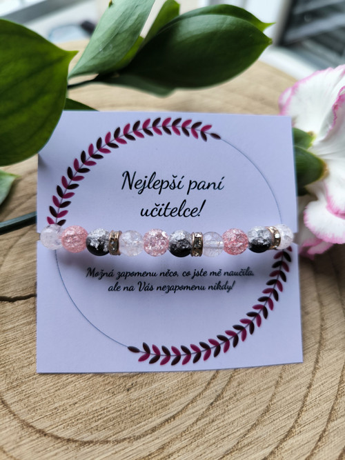Náramek pro paní učitelku - tříbarevný křišťál