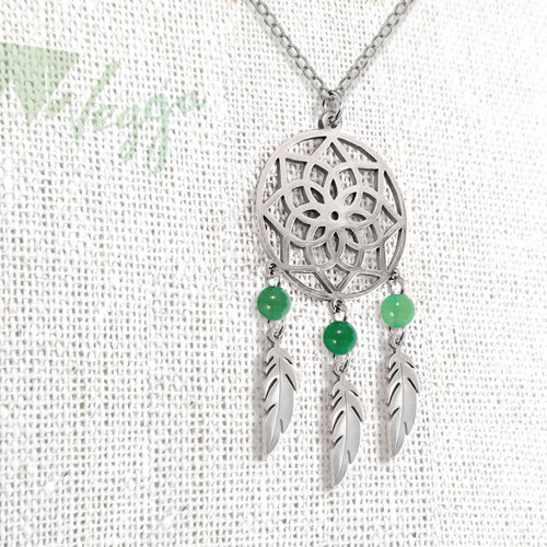 Dreamcatcher ( Stainless Steel + Green Agate)