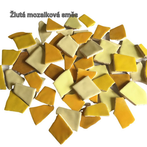 Mozaikové keramické střepy - žlutý mix