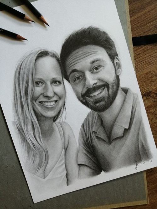 Dvojportrét tužkou podle fotografie A4