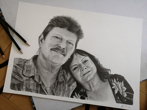 Dvojportrét tužkou podle fotografie A3