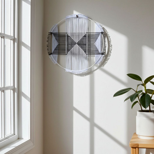 Geometrické tvary - macramé šedé I.