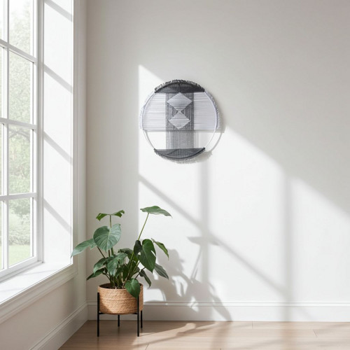 Geometrické tvary - macramé šedé II. — foto 1