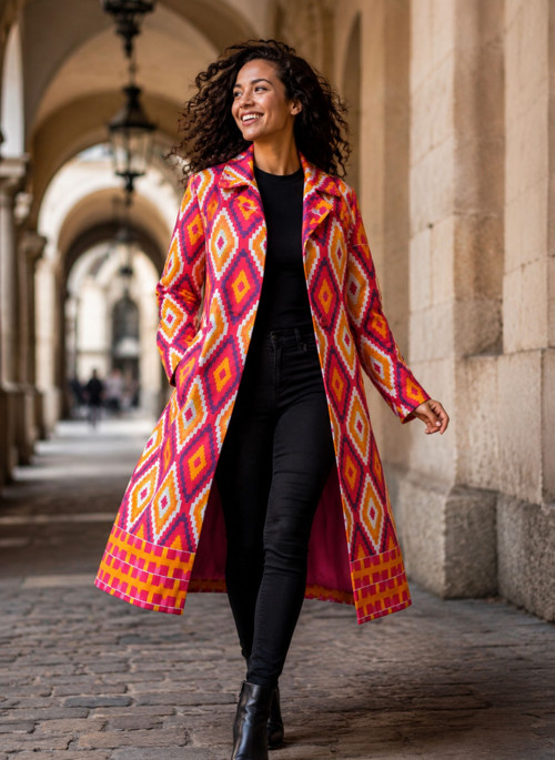 AFRICKÝ KABÁT - RŮŽOVÁ KENTE - SLEVA25%!!!
