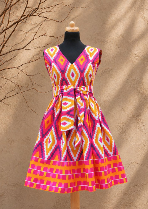 AFRICKÉ ŠATY - KENTE RŮŽOVÉ - SLEVA!!