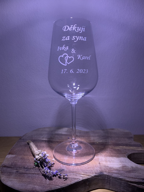 Pískovaná sklenička "Děkuji za syna"