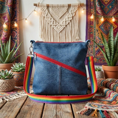 Duhová denim crossbody