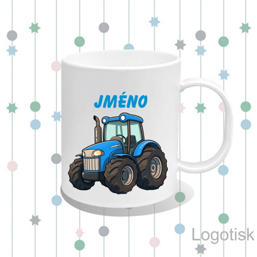 Plastový hrnek pro děti Traktor a jméno na přání