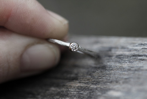 Větvičkový stříbrný s diamantem