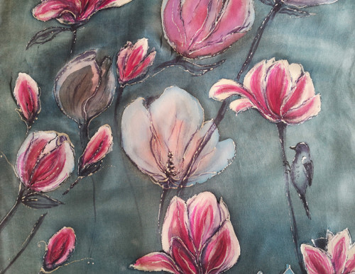 Hedvábná šála - Magnolie — foto 1